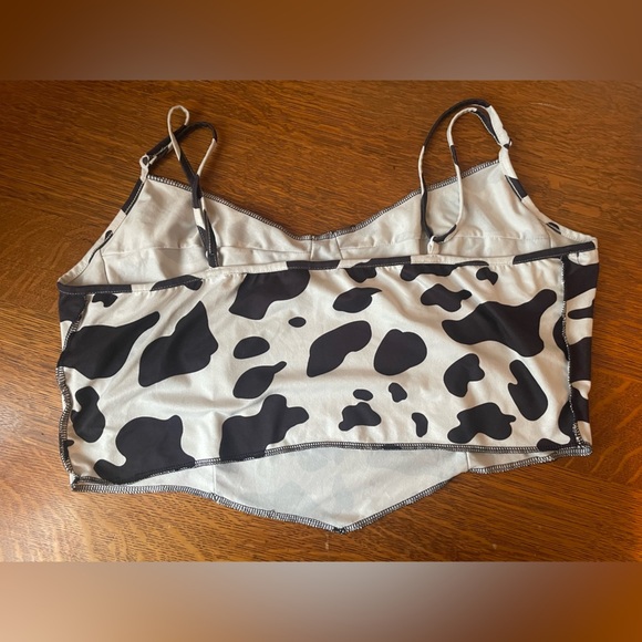 Cow Print Women’s Cami Crop Top Size 3XL Contrast Stitch Corset Soft Approx XL - Picture 14 of 16